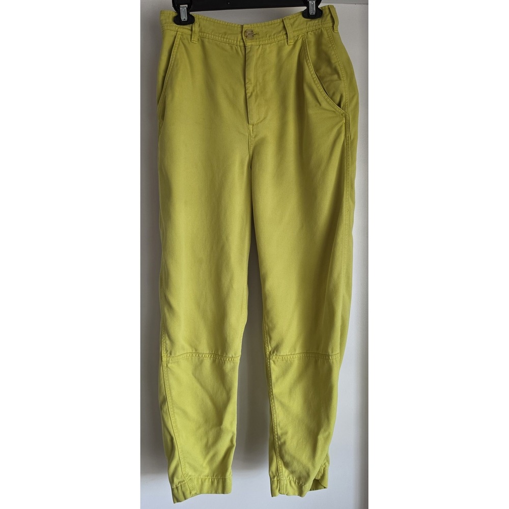 Everlane Cropped Pants Size 2 Yellow Solid Lyocell Straight Trousers Slacks